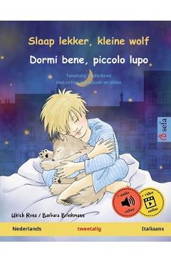 Coperta cărții 'Slaap lekker, kleine wolf - Dormi bene, piccolo lupo (Nederlands - Italiaans): Tweetalig kinderboek, met online'