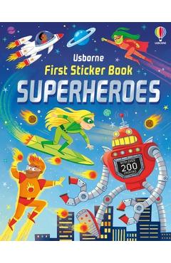 Coperta cărții 'First Sticker Book Superheroes - Kate Nolan'