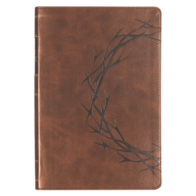 KJV Bible Giant Print Full-Size Faux Leather, Crown of Thorns/Amazing Grace, Brown - 