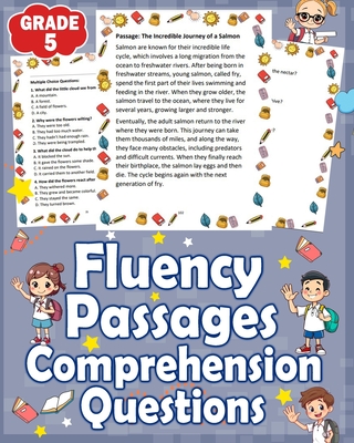 Coperta cărții 'Fluency Passages Grade 5 Comprehension Questions: Reading Comprehension Practice for 5th Grade - 5th Grade Fluency'