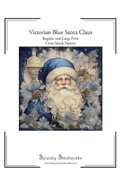 Coperta cărții 'Victorian Blue Santa Claus Cross Stitch Pattern: Regular and Large Print Chart - Carmen Wolf'