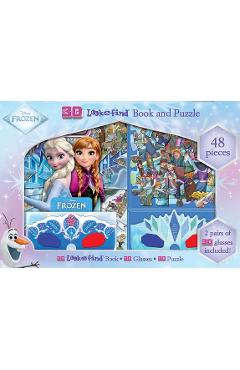 Coperta cărții 'Disney Frozen: 3D Look and Find Book and Puzzle - Art Mawhinney'