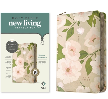 Coperta cărții 'NLT Thinline Reference Zipper Bible, Filament Enabled (Leatherlike, Tender Blossom Taupe, Indexed, Red Letter) -'