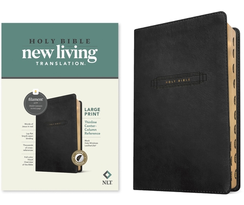 Coperta cărții 'NLT Large Print Thinline Center-Column Reference Bible, Filament Enabled (Leatherlike, Black Holy Windows, Indexed, Red'
