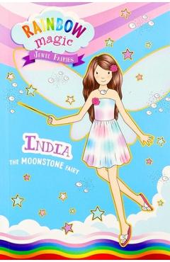 Coperta cărții 'Rainbow Magic Jewel Fairies #1: India the Moonstone Fairy - Daisy Meadows'