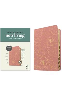 NLT Large Print Thinline Center-Column Reference Bible, Filament Enabled (Leatherlike, Pink Gold Floral, Indexed, Red Letter) -