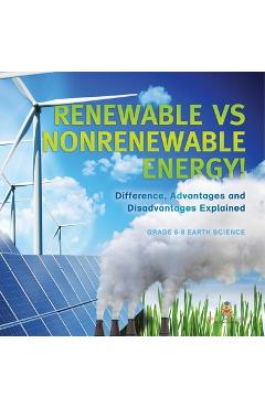 Coperta cărții 'Renewable vs Nonrenewable Energy! Difference, Advantages and Disadvantages Explained Grade 6-8 Earth Science -'