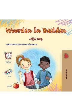 Coperta cărții 'Words in Pictures - My Day (Dutch Children's Book) - Kidkiddos Books'