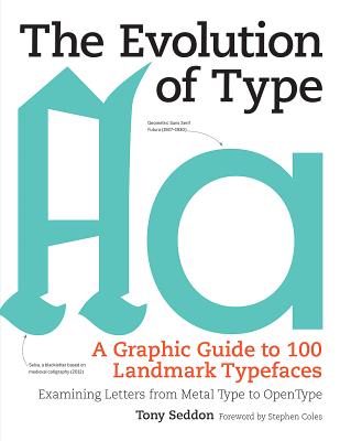 Coperta cărții 'The Evolution of Type: A Graphic Guide to 100 Landmark Typefaces: Examining Letters from Metal Type to Open Type - Tony'