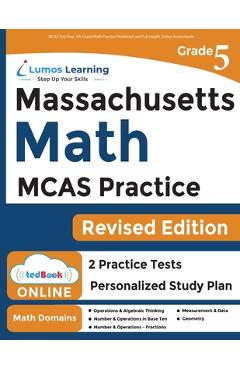 Coperta cărții 'MCAS Test Prep: 5th Grade Math Practice Workbook and Full-length Online Assessments: Next Generation Massachusetts'