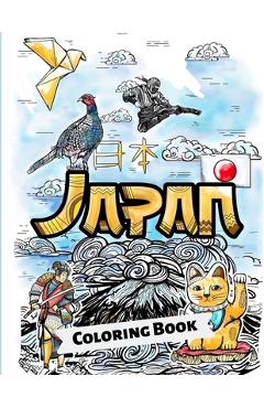 Coperta cărții 'Japan Coloring Book: Adult Colouring Fun Stress Relief Relaxation and Escape - Aryla Publishing'