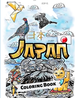 Coperta cărții 'Japan Coloring Book: Adult Colouring Fun Stress Relief Relaxation and Escape - Aryla Publishing'