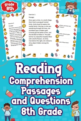 Coperta cărții 'Reading Comprehension Passages and Questions 8th Grade: Unleash Your Child's Potential with Engaging 8th Grade Reading'