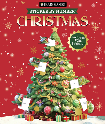 Brain Games - Sticker by Number: Christmas (24 Images to Sticker - Watercolor Tree Cover): Includes 2 Foil Sticker Sheets to Complete Each Image! -