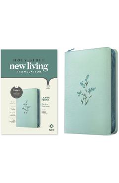 NLT Large Print Thinline Reference Zipper Bible, Filament Enabled (Leatherlike, Baby Blue Blossoms, Red Letter) -