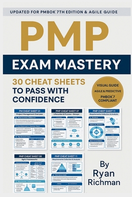 Coperta cărții 'PMP Exam Mastery: 30 Cheat Sheets to Pass With Confidence - Ryan Richman'