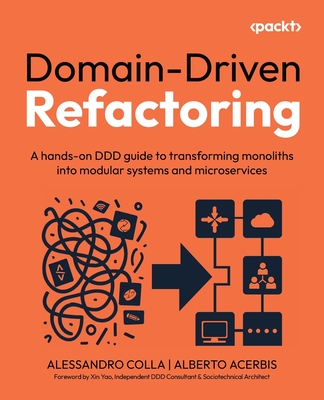 Coperta cărții 'Domain-Driven Refactoring: A hands-on DDD guide to transforming monoliths into modular systems and microservices -'