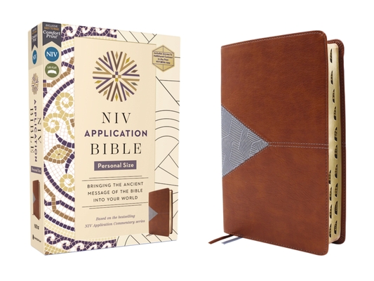 NIV Application Bible, Personal Size, Leathersoft, Brown/Blue, Red Letter, Indexed, Comfort Print: Bringing the Ancient Message of the Bible Into Your - 