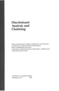 Coperta cărții 'Discriminant Analysis and Clustering - Mathematics National Research Council|division On Engineering And Physical'