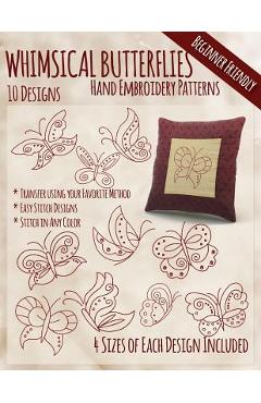 Poza produsului Whimsical Butterflies Hand Embroidery Patterns - Stitchx Embroidery