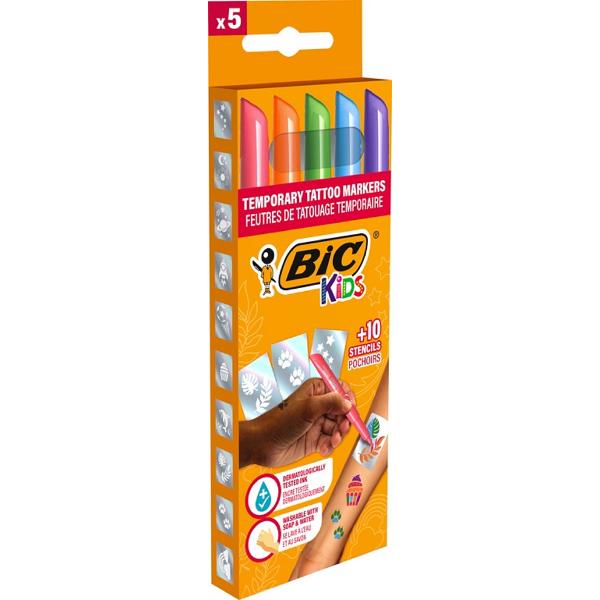 Set 5 markere Tattoo Kids + 10 sabloane