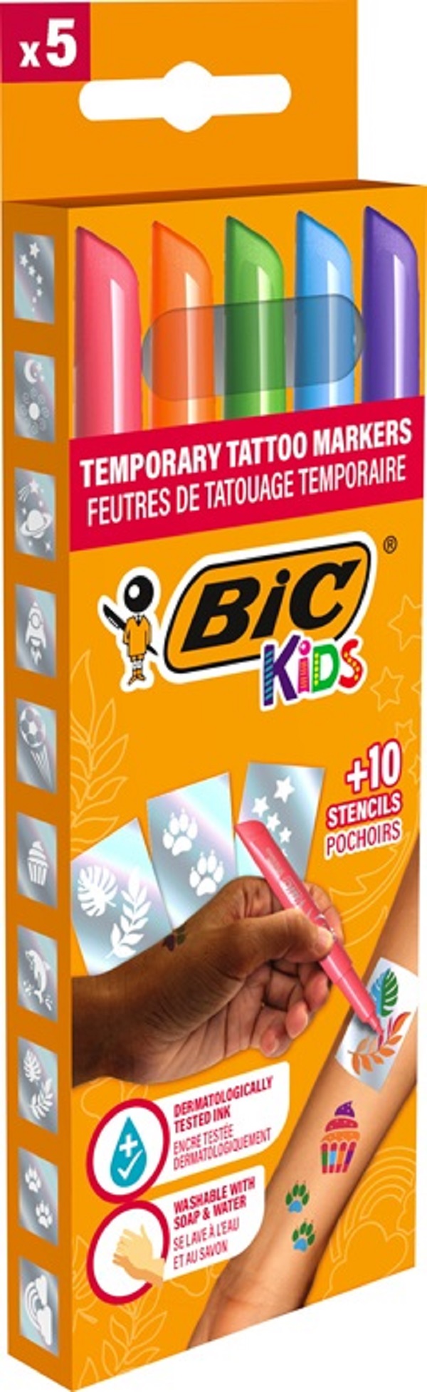 Set 5 markere Tattoo Kids + 10 sabloane