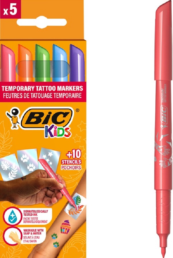 Set 5 markere Tattoo Kids + 10 sabloane