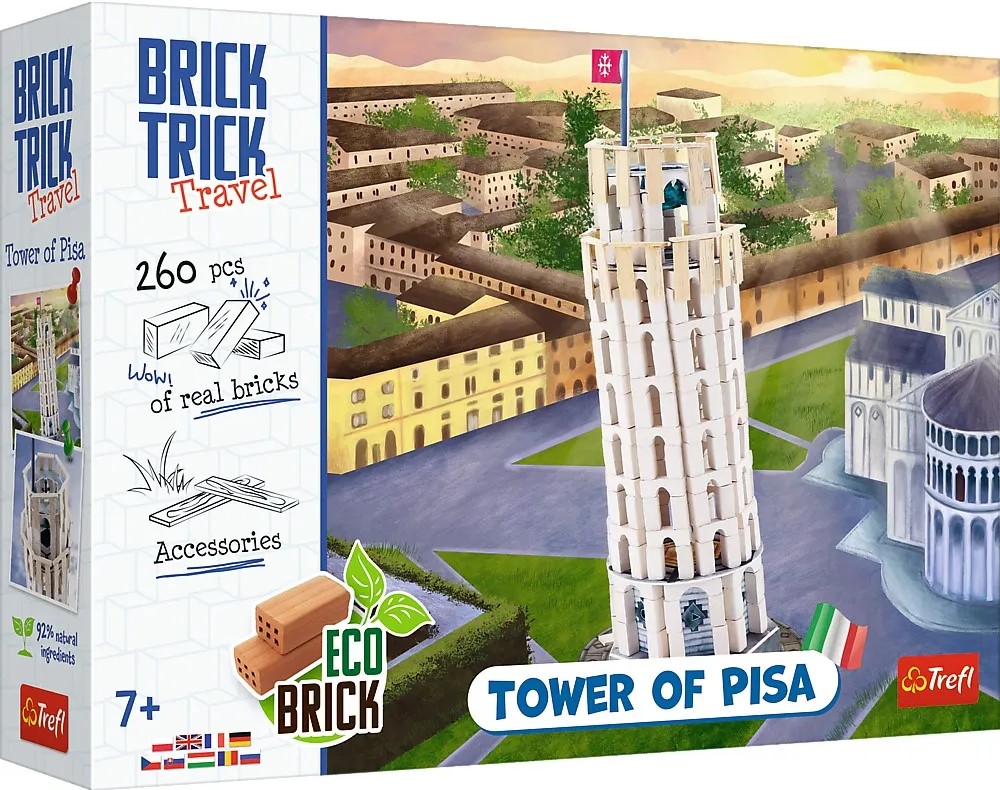 Joc de constructie: Turnul inclinat din Pisa. Brick Trick Travel