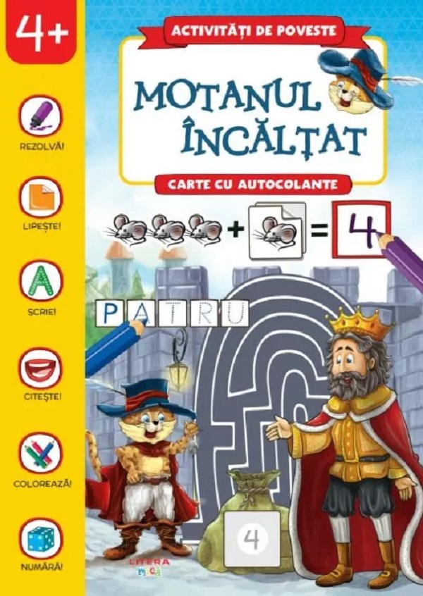 Motanul incaltat. Carte cu autocolante