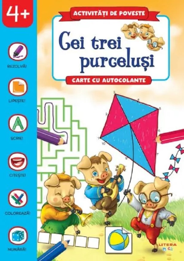 Cei trei purcelusi. Carte cu autocolante
