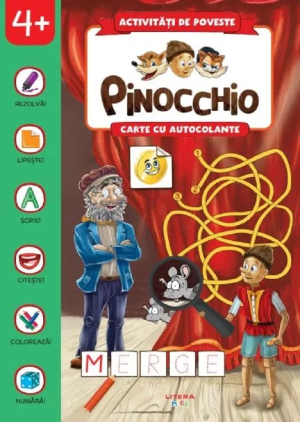 Pinocchio. Carte cu autocolante