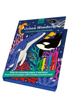 Coperta cărții 'Ocean Wonders Colour and Scratch Book -'
