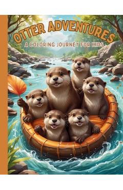 Coperta cărții 'Otter Adventures Activity Coloring Book for Kids: Explore Otter Fun: Coloring, Mazes, and Word Searches for Kids -'