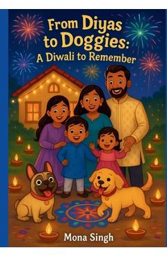 Coperta cărții 'For Diyas to Doggies: A Diwali to Remember: Fun Diwali childrens book with silly dogs and family fun! - Mona Singh'