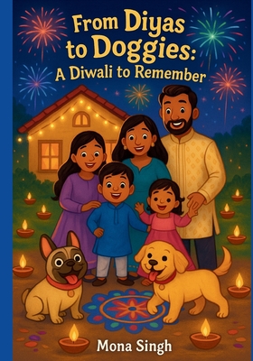 Coperta cărții 'For Diyas to Doggies: A Diwali to Remember: Fun Diwali childrens book with silly dogs and family fun! - Mona Singh'