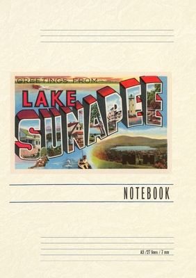 Vintage Lined Notebook Greetings from Lake Sunapee -