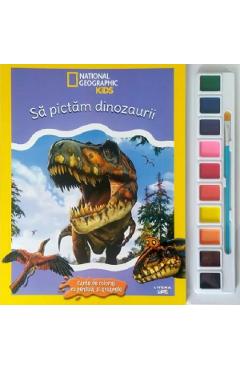 Poza produsului National Geographic Kids. Sa pictam dinozaurii. Carte de colorat cu pensula si acuarele