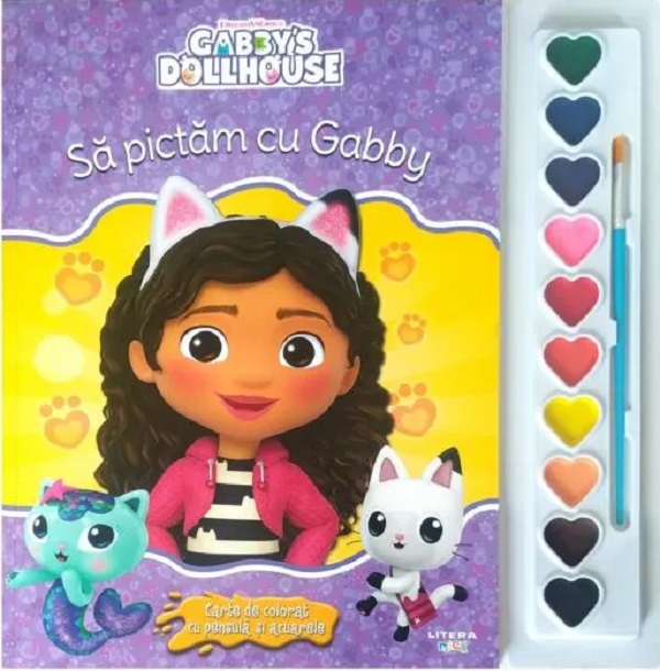 Gabby's Dollhouse. Sa pictam cu Gabby. Carte de colorat cu pensula si acuarele