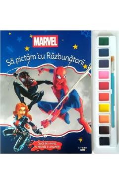 Coperta cărții 'Marvel. Să pictăm cu Răzbunătorii. Carte de colorat cu pensulă și acuarele'