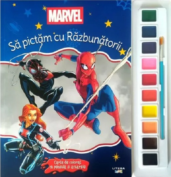 Marvel. Sa pictam cu Razbunatorii. Carte de colorat cu pensula si acuarele
