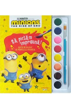 Coperta cărții 'Minions. The rise of Gru. Să pictăm împreună! Carte de colorat cu pensula și acuarele'