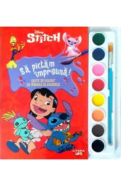 Coperta cărții 'Stitch. Să pictăm împreună! Carte de colorat cu pensulă și acuarele'