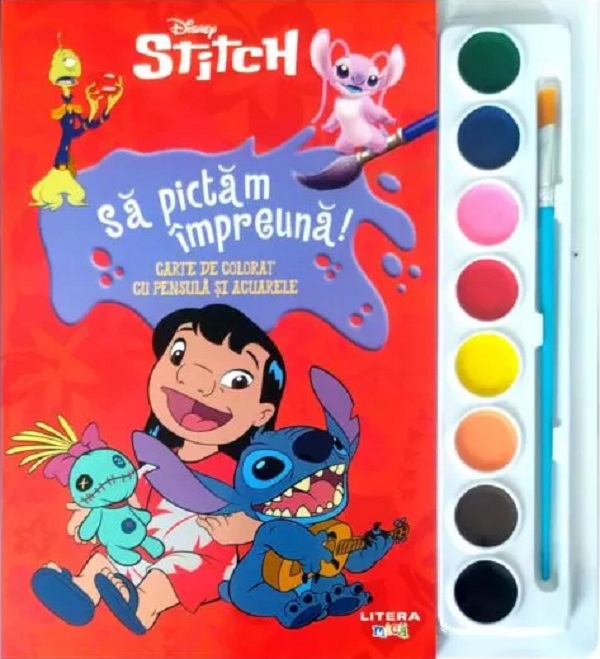 Stitch. Sa pictam impreuna! Carte de colorat cu pensula si acuarele