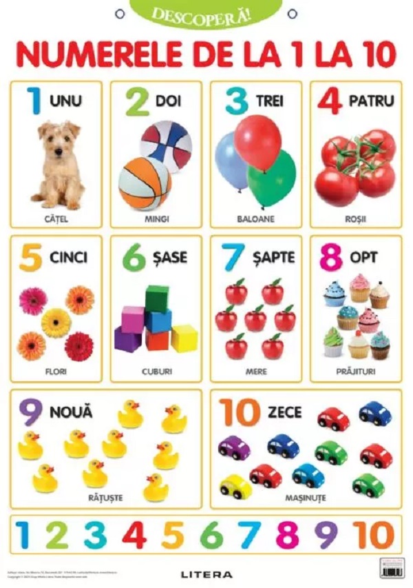 Plansa: Descopera! Numerele de la 1 la 10