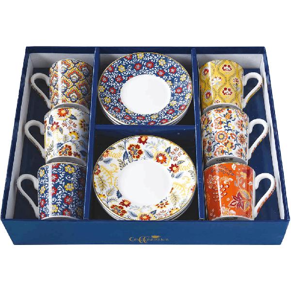 Set 6 cesti portelan cu farfurioara: Paisley Abundance