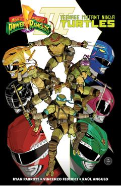 Coperta cărții 'Mighty Morphin Power Rangers/Teenage Mutant Ninja Turtles III - Ryan Parrott'