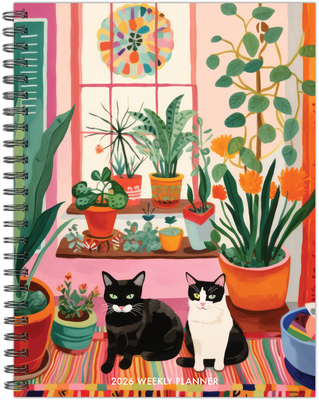 Cats Love Plants 2026 6.5 X 8.5 Weekly Monthly Softcover Planner - 