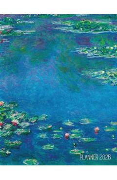 Poza produsului Claude Monet Daily Planner 2026: Water Lilies Painting Artistic French Impressionism Art Flower Organizer - Shy Panda Press