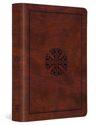 ESV Large Print Compact Bible, Red Letter (Trutone, Brown, Mosaic Cross Design) - 
