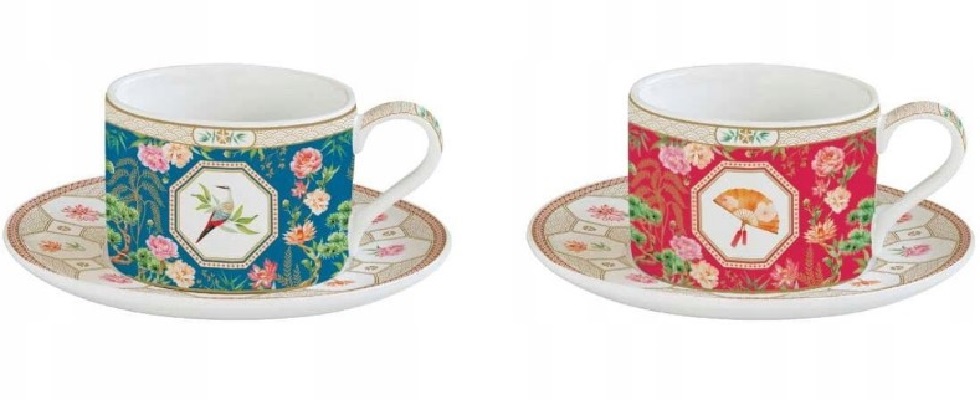 Set 2 cesti portelan cu farfurioara: Jardins d'Orient